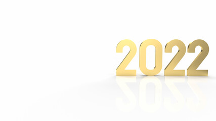 The 2022 gold on white background for happy new year content 3d rendering