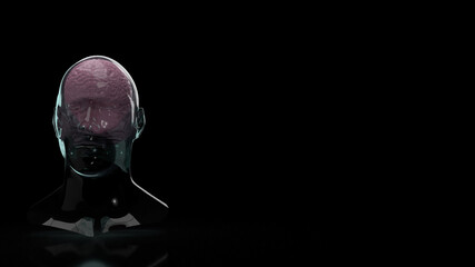 The brain inside crystal head for education or sci content 3d rendering