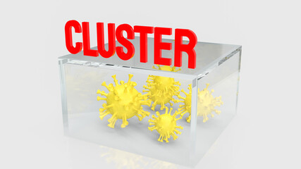 red cluster text for virus crisis concept 3d rendering