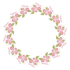 Obraz na płótnie Canvas Pink hydrangea flower frame, ornament, decorative frame, flower designs, decorative element. Vector illustration.