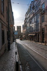 Fototapeta na wymiar tram in the streets of lisbon