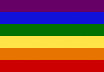 Flag include purple, blue, green, yellow, orange and red straight lines.