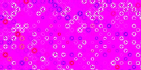 Dark blue, red vector backdrop with virus symbols.