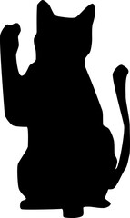 挨拶する可愛い猫のシルエット