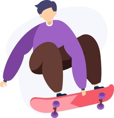 Skater boy doing a trick in the air.