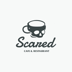 dead skull cup coffee logo for cafe and restaurant logo