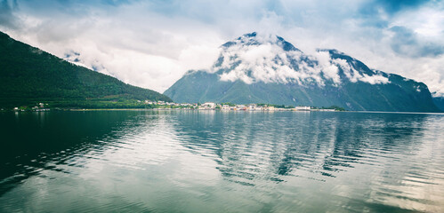 Naklejka premium Beautiful landscape, fjords in Norway. Travel to Scandinavia