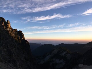 sunset over the mountains