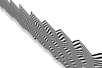 black and white box wave pattern illustration graphic with distant shadow