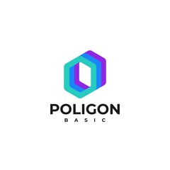 Vector Logo Illustration Polygon Gradient Colorful.