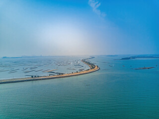 The most beautiful sea road in Qinzhou, Guangxi, China, artificial reclamation road