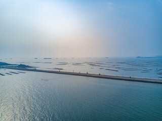 The most beautiful sea road in Qinzhou, Guangxi, China, artificial reclamation road