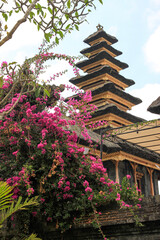 Indonesian temple with flowers
