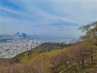 Night view of hwangryeongsan Mountain Bongsudae beacons, Busan, South Korea, Asia