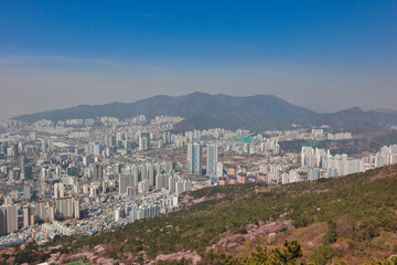 Fototapeta na wymiar Night view of hwangryeongsan Mountain Bongsudae beacons, Busan, South Korea, Asia