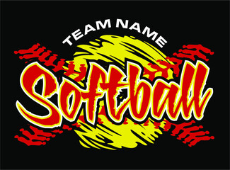 softball team design with stitches for school, college or league - obrazy, fototapety, plakaty