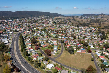 drone town lLithgow aerial New South Wales.