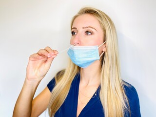 woman with covid test