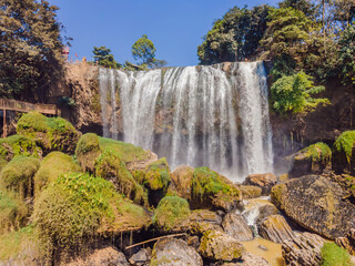 Panoramic shot of Elephant waterfall near Dalat city in Vietnam