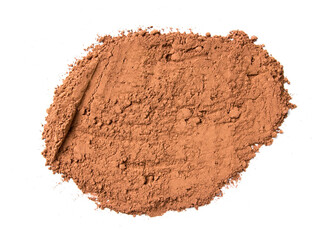 Pile cocoa powder isolated on white background
