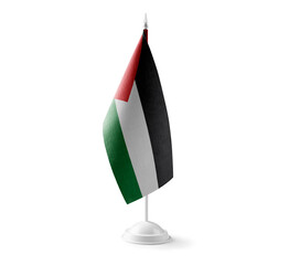 Small national flag of the Palestine on a white background