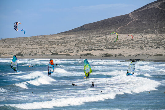 wind surfing on the sea