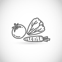 Thin line style vector icon - healthy vegetarian food, vegetables