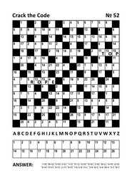 Crack the code crossword puzzle page with codebreaker (or codeword, or code cracker) word game. Large print. Family friendly. Two hints. 15x15 grid. Answer included.
