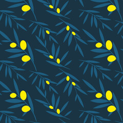 olive leaf seamless pattern for fabric and papers, illustration, vector