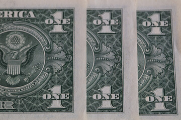 Row of 1 US dollar banknotes
