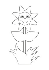 Ausmalbild Malvorlage Blume mit lustigem Gesicht