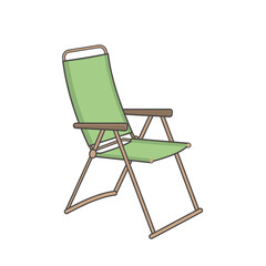 Folding tourist chair. Equipment for tourism and outdoor recreation. Design elements, layout, print. Isolated vector object.