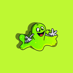 melted green frog illustration