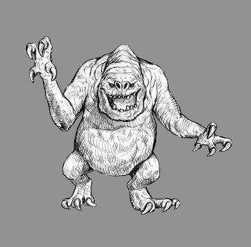 recommend clip art: Disgusting monster rancor. Allien pencil drawing.
