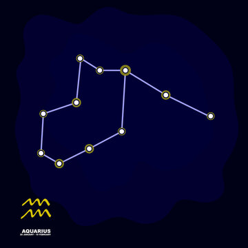 vector image with Aquarius zodiac sign and constellation of Aquarius for your project