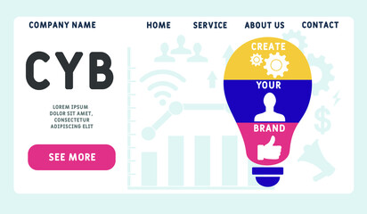 Vector website design template . CYB - Create Your Brand  acronym. business concept background. illustration for website banner, marketing materials, business presentation, online advertising
