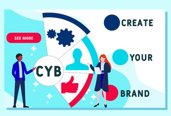 Vector website design template . CYB - Create Your Brand  acronym. business concept background. illustration for website banner, marketing materials, business presentation, online advertising