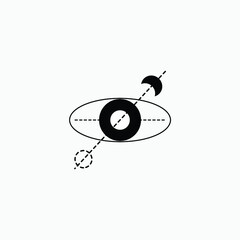 Moon rotation. Space moon star astronomy eclipse abstract sun dark abstrak, vector, symbol, logo, icon, sign, Illustration Minimalist.