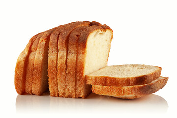 slices of bread on a white background