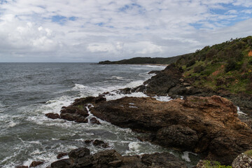 Fototapeta na wymiar Port Macquarie coastline view from Nobbys Head.