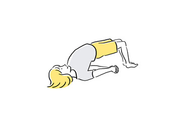 体操　ヨガ　橋のポーズ　手描き風　イラスト