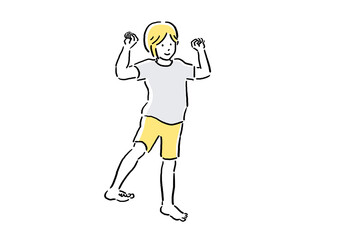 体操　ダンス　猫のポーズ　手描き風　イラスト