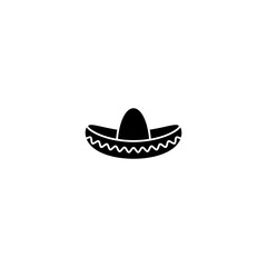 Sombrero, Mexican hat black icon. Flat logo isolated on white. vector illustration.