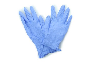 Blue medical gloves isolated on white background