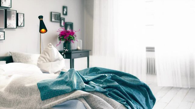 Modern Bedroom in Design - loopable 3d visualization