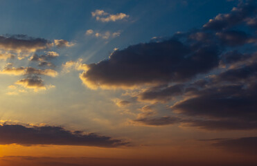 clouds in the rays of sunset 