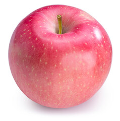 Fresh Apple with leaf on white background, San Fuji Apple isolated on white background. With clipping path.