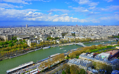 Aerial View of Seine River from Eiffel Tower