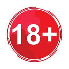 Fototapeta premium 18 + symbol. Age restriction sign. Under eighteen years prohibition sign. Illustration vector