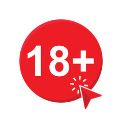 Obraz premium 18 plus button. Age restriction sign. Under eighteen years prohibition sign. Illustration vector